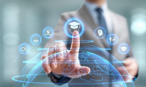 Online education internet learning e-learning concept on digital interface. Online education internet learning e-learning concept on digital interface